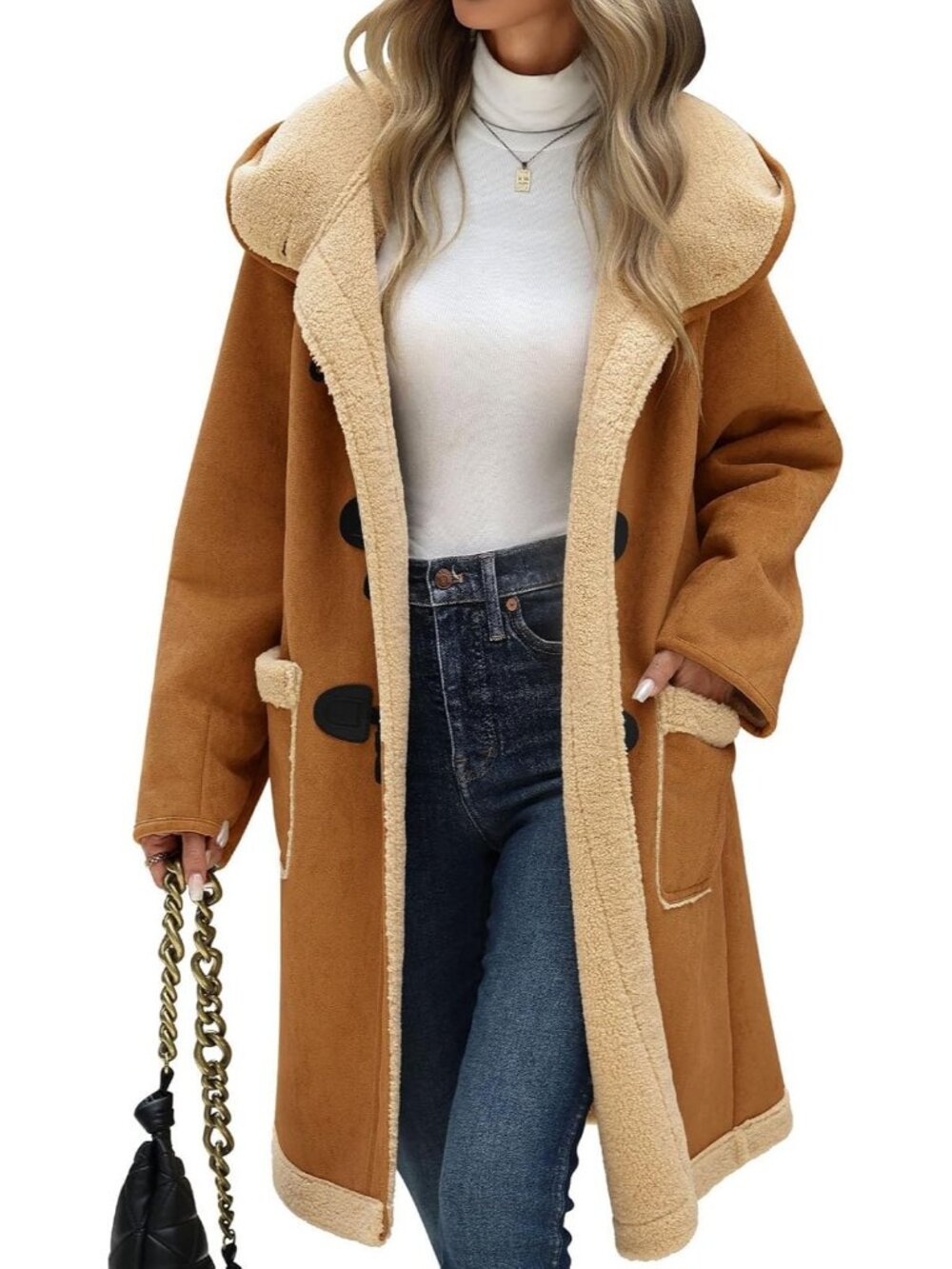 Women's Dark Khaki Polyester Long Sleeve Casual Outfit Pocket Knee Length Jacket